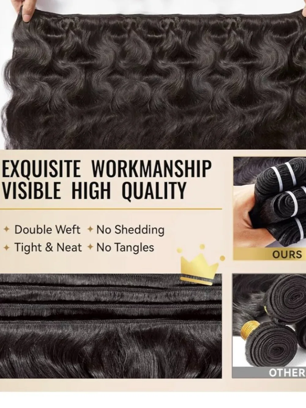 100% Human Hair Body Wave Bundles - 2 Luxurious & Natural Bundles 16'' & 18''